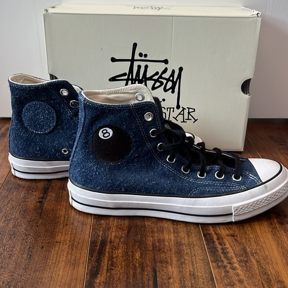 Stussy X Converse 8 ball shoes in blue WITH box - Picture 3 of 4